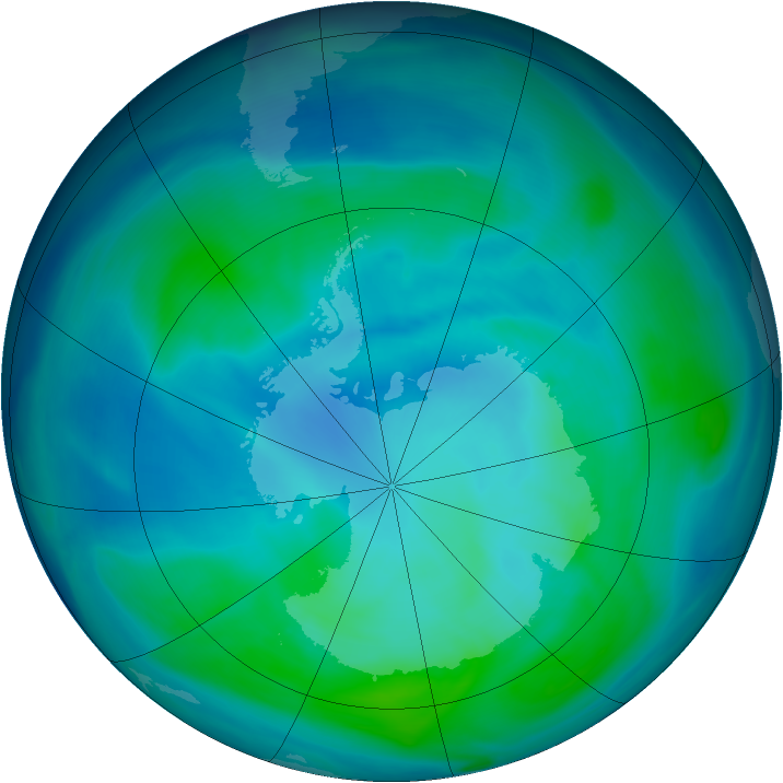 Antarctic ozone map for 15 February 2006